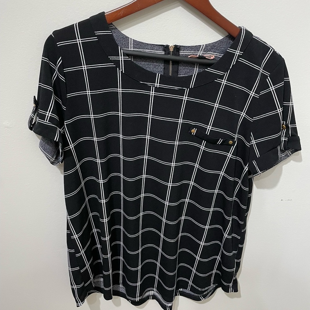 50th Street Black and White Striped Blouse